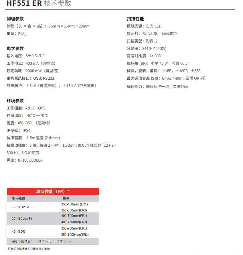 honeywell霍尼韋爾HF551ER二維影像式掃描引擎固定式掃描器參數.png